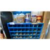 Image 2 : DURHAM BLUE METAL 72 SECTION HARDWARE CABINET WITH ASSORTED HARDWARE CONTENTS