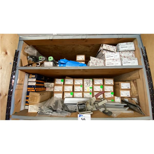 CONTENTS OF UPPER CABINET- ASSORTED GLAZING HARDWARE, PARTS & COMPONENTS