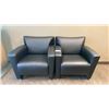 Image 1 : PAIR OF BLACK FAUX LEATHER ARMCHAIRS