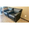 Image 2 : PAIR OF BLACK FAUX LEATHER ARMCHAIRS