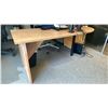 Image 1 : LIGHT WOOD ROUNDED EDGE DESK *CONTENTS NOT INCLUDED* MEASURES APPROX 66"L