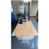 Image 4 : LIGHT WOOD ROUNDED EDGE DESK *CONTENTS NOT INCLUDED* MEASURES APPROX 66"L