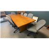 Image 2 : LARGE BOARDROOM TABLE WITH 8 MOBILE OFFICE CHAIRS - TABLE MEASURES APPROX 95"L X 38"D X 29"H