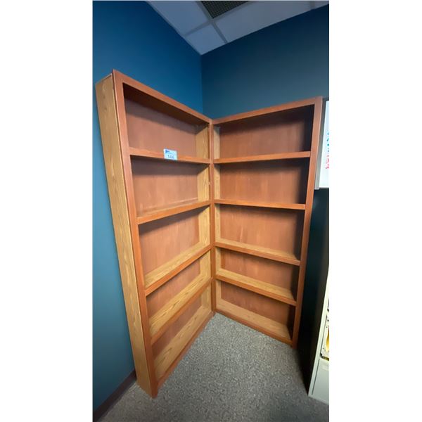 2 WOODEN DISPLAY/BOOKSHELVES APPROX 31"W X 6"D X 72"H