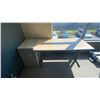 Image 1 : LIGHT WOOD/BLACK OFFICE DESK & SMALL FILING CABINET APPROX 60"L X 30"D X 29"H