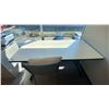 Image 2 : 3 ASSORTED SIZED LIGHT WOOD/BLACK OFFICE DESKS, LONGEST MEASURES 60"L