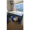 Image 3 : 3 ASSORTED SIZED LIGHT WOOD/BLACK OFFICE DESKS, LONGEST MEASURES 60"L