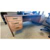 Image 3 : DARK WOOD 5 DRAWER OFFICE DESK, LARGE WOODEN DRAFTING STATION, EXECUTIVE MOBILE OFFICE CHAIR & BAR