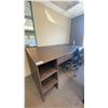Image 5 : DARK WOOD 5 DRAWER OFFICE DESK, LARGE WOODEN DRAFTING STATION, EXECUTIVE MOBILE OFFICE CHAIR & BAR