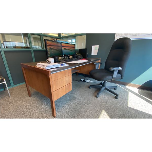 5 DRAWER OFFICE DESK APPROX 72"L X 36"D X 29"H & MOBILE OFFICE CHAIR  *CONTENTS NOT INCLUDED*