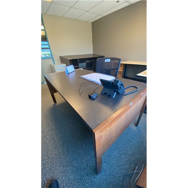 5 DRAWER OFFICE DESK APPROX 72"L X 36"D X 29"H, LARGE WOODEN DRAFTING STATION APPROX 77"L X 38"D &