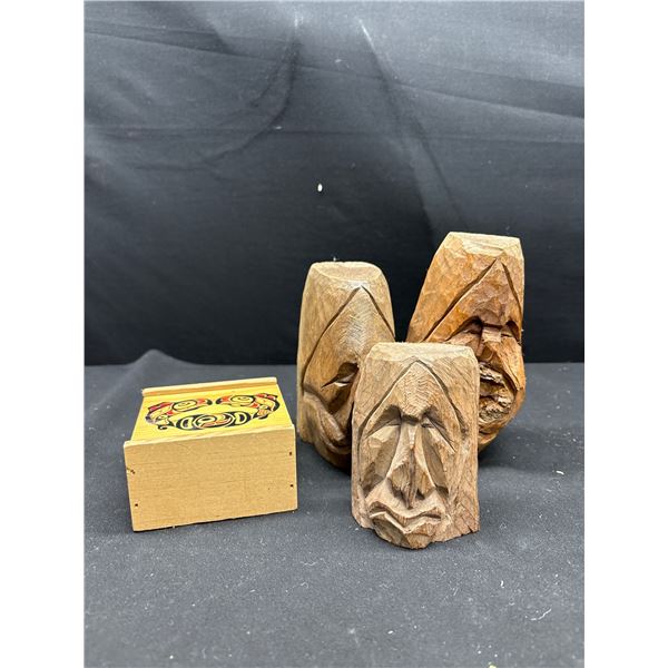 West Coast Native Carving Lot Plus Native Trinket Box