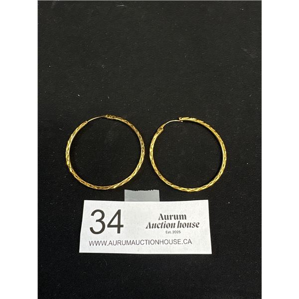 Quality Vintage Large Gold Plate Hoops Nice!