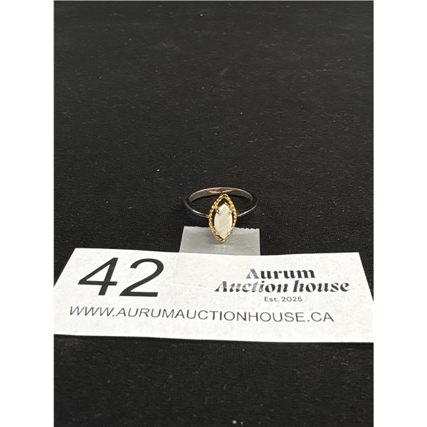 Vintage Genuine Manrquies Shape Opal Ring Gold Plated