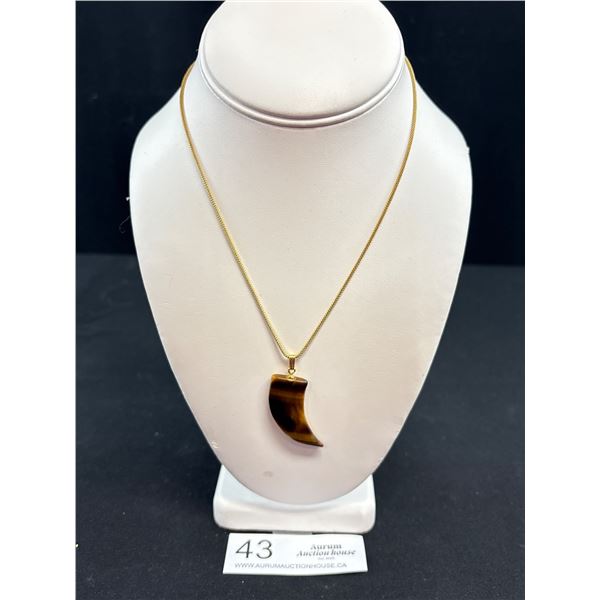 Vintage Marked Gold Filled Gold Necklace Genuine Tigers Eye Nice!