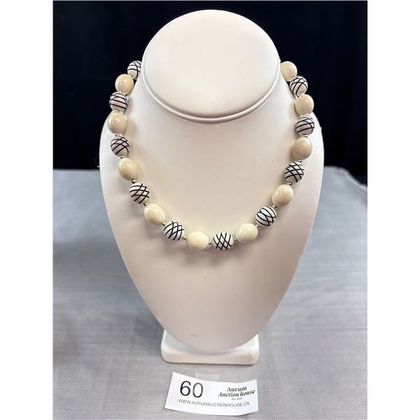 Etched Antique Art Deco Celluloid Bead Necklace All Original
