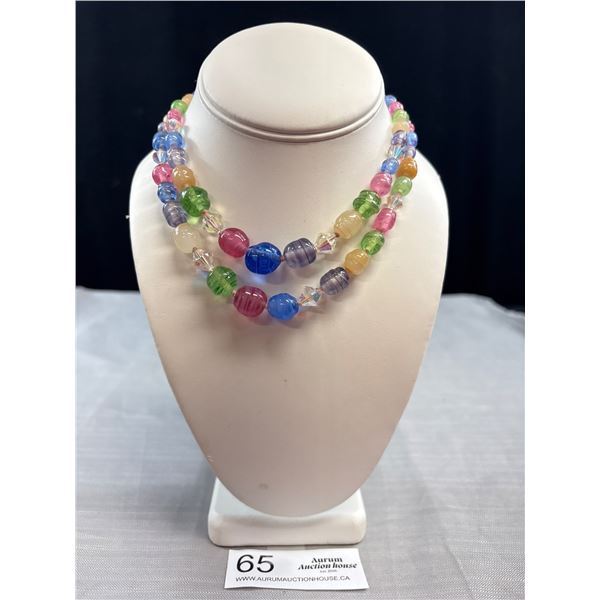 Gorgeous Antique Murano Glass Double Strand Bead Necklace Beauty!