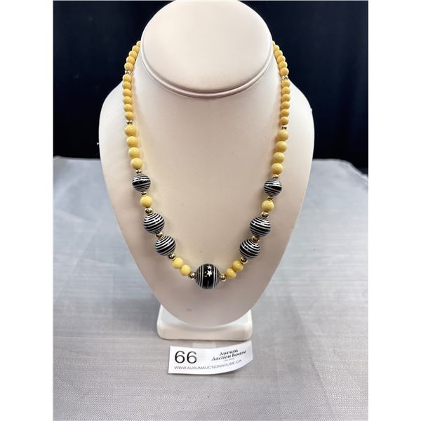 Antique C.1940s Celluloid Bead Necklace Center Bead w/ Stars