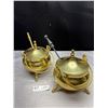 Image 1 : 2 Brass Lidded Pots with Handles
