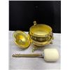Image 2 : 2 Brass Lidded Pots with Handles