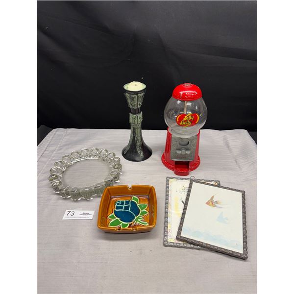 Jelly Belly Gumball Machine + Other Home Décor Pieces Candlestick Etc
