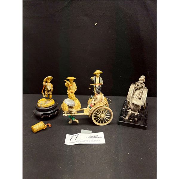 Nice Lot of Vintage Japanese Celluloid Figures Rickshaw etc 1950's
