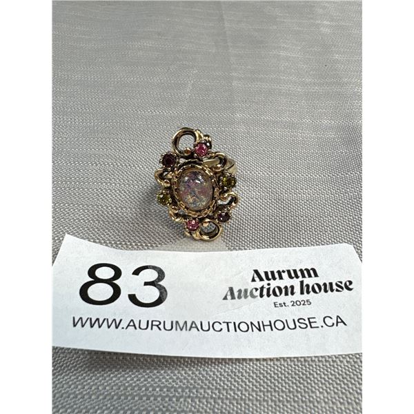 Vintage C.1970s Opal Ring Made By Sara Cov Canada Eye Catching