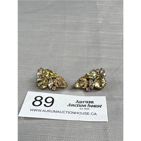 Rare Signed Australia Glamourous Rhinestone Earrings Quality