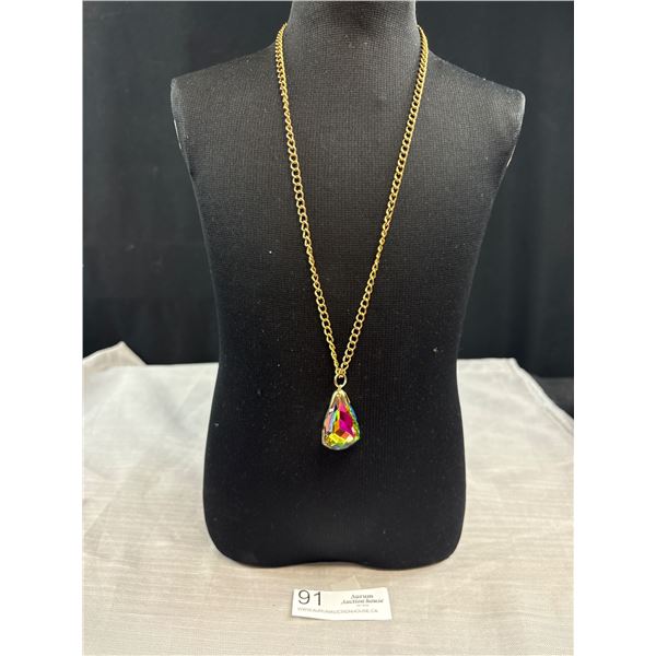 Absolutley Stunning C.1960s Faceted Crystal Stone Necklace Eye Stopper!