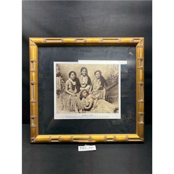 Nicely Framed Hula Dancers Circa 1880's in a Bamboo Frame Nicely Done
