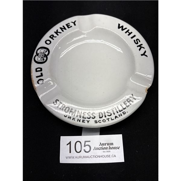 Vintage Porcelain Old Orkney Whiskey Ashtray Orkney Scotland