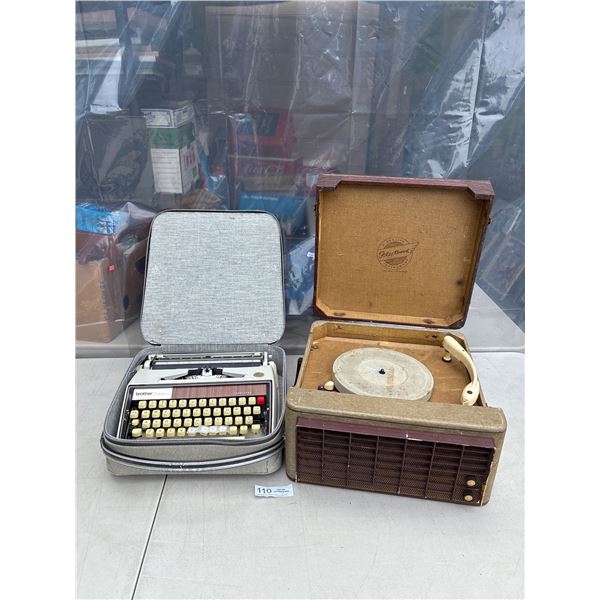 Vintage Portable Record Player + Old Portable Typewriter As Found