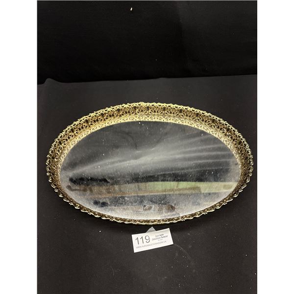 Very Nice Vintage Oval Mirror Vanity Tray