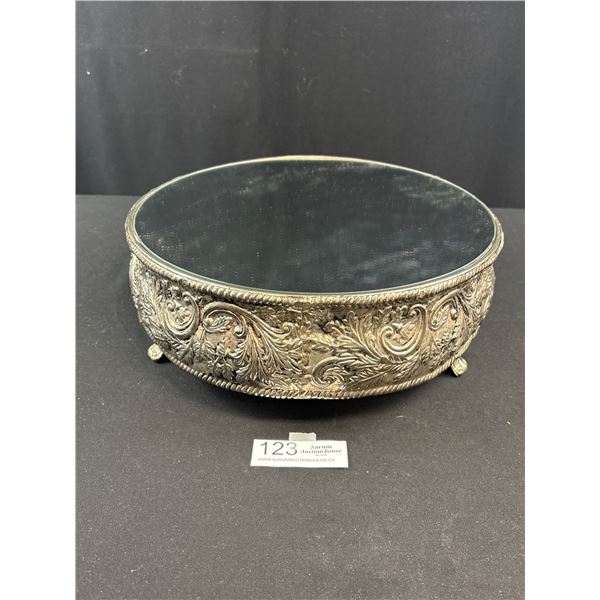 Studio Silversmiths Plated Mirrored Top Cake Display Stand 12" Diameter