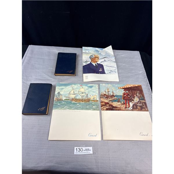 Lot of Vintage Cunard Cruise Ship Menu Books + 2 Antique Books