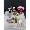 Image 1 : Vintage Snoopy Trash Can + Beatles Figurines and Munsters Plushies etc