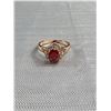 Image 3 : Very Nice Ruby Red Heart Shaped Gold Plated Ring Size 9 In box