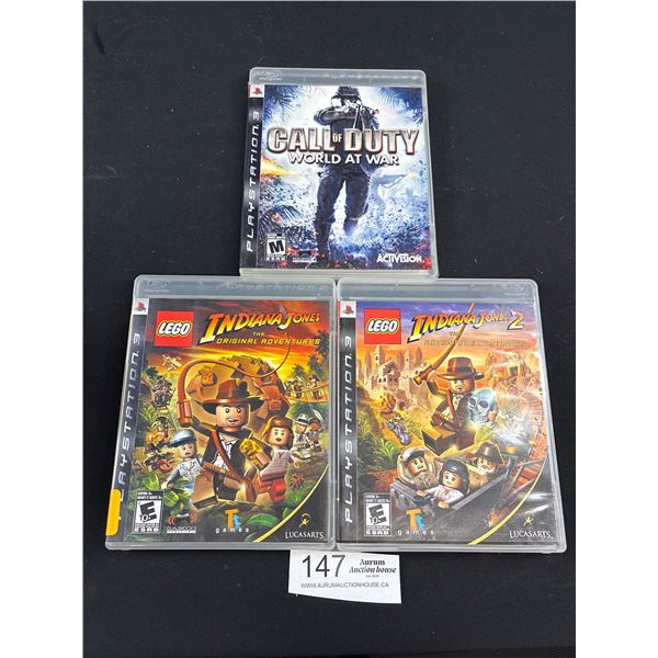 Lot of 3 Playstation 3 Games Lego Indiana Jones 1+2 and Call of Duty World at War
