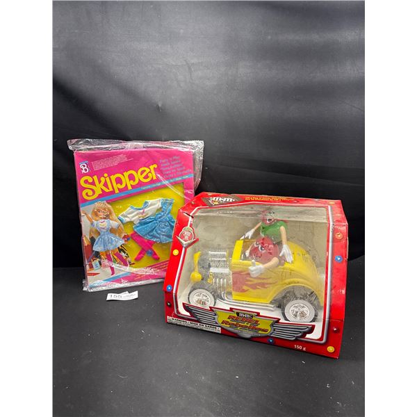 M&M Hot Rod Diecast in Original Box + Barbie Skipper Outfit in Original Box