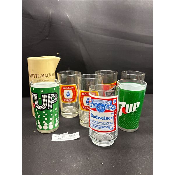 Nice Lot of Vintage Glasses Molsons, 7up, Budweiser, etc