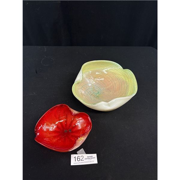 2 Vintage Mid Century Art Glass Bowls 1 is Murano
