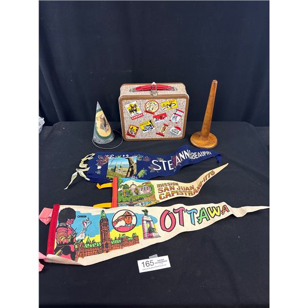 Vintage Collectible Lot Cana Lunch Box Pennants etc