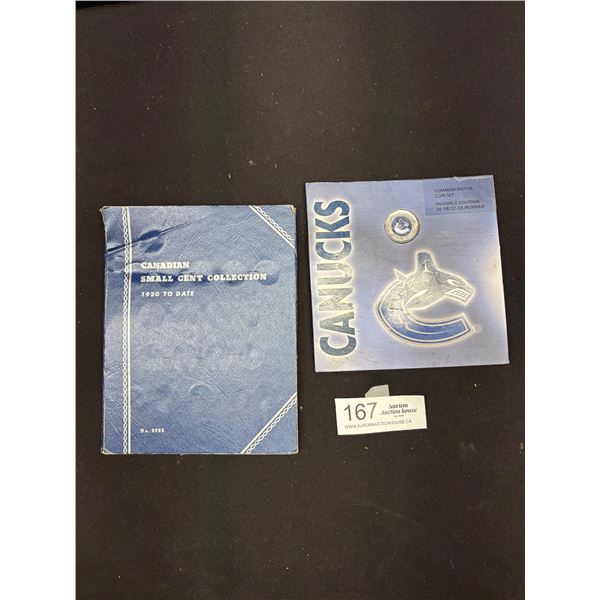 Vancouver Canucks Commemorative Coin Set + Canadian Small Cent Book with Pennies