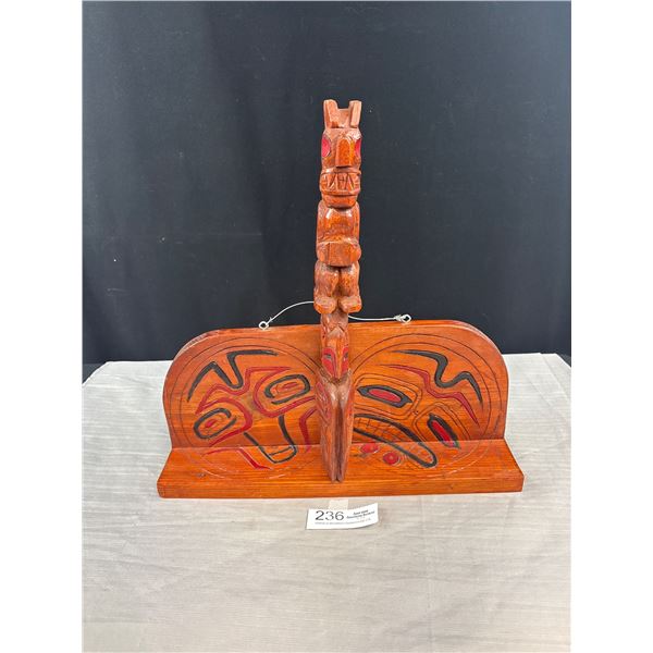Very Nice West Coast Native Shelf Carving with Totem Pole in Middle Good Quality