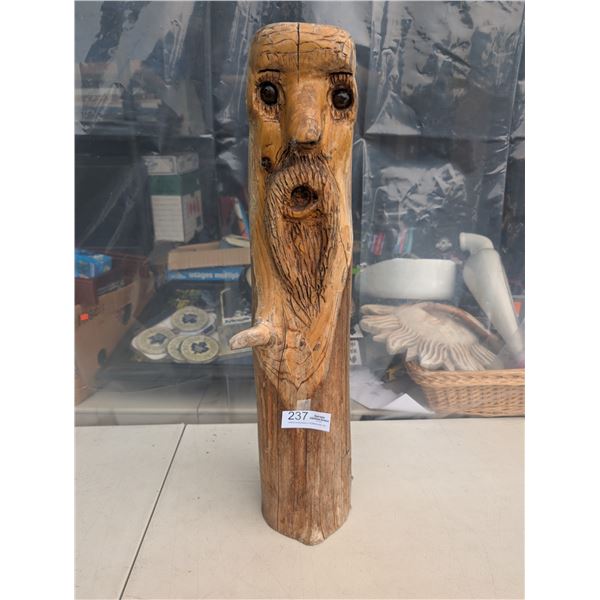 30" Tall Driftwood Carved Art Piece Man's Face Cool Display NO SHIPPING