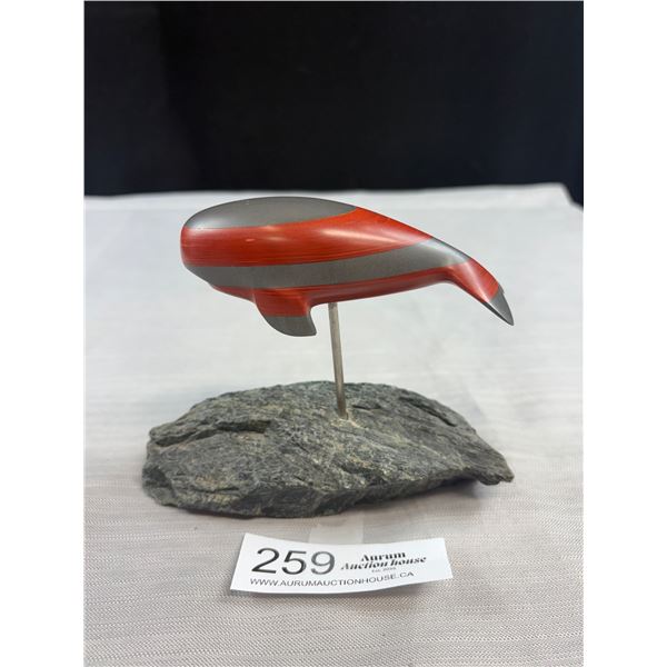 Very Nicely Done Soapstone Whale on Stand