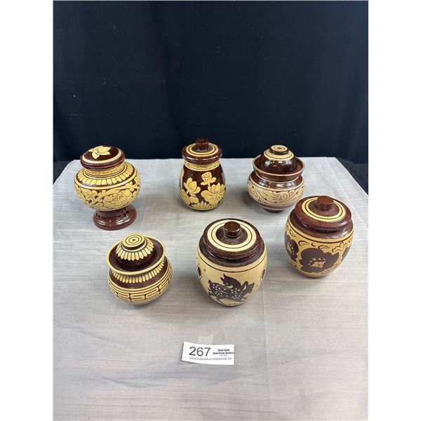 Nice Lot of Vintage Terracotta Lidded Canisters