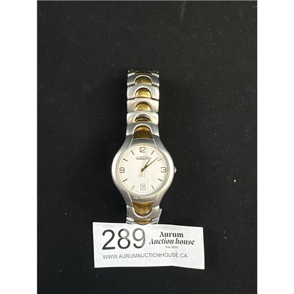 Vintage Men's Japan Quartz Aureole Watch With Date.Saphire Crystal Working New Battery