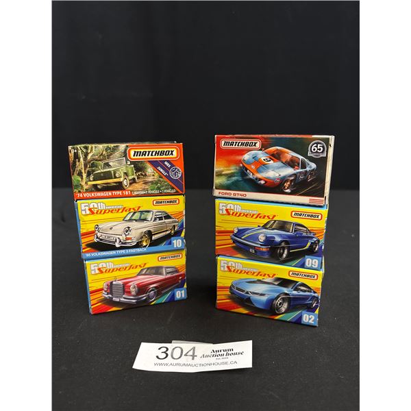 Lot of 6 Matchbox Diecast Cars in Box