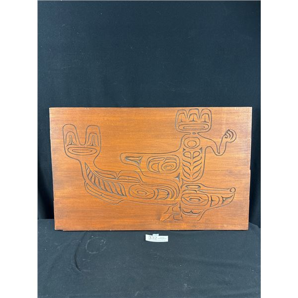 Large West Coast Native Carved Wooden Wall Plaque